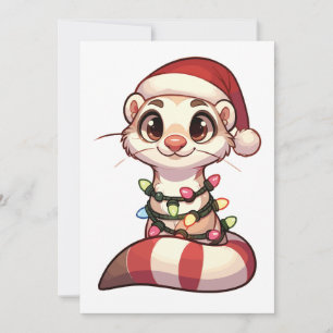 Ferret Merry Christmas Winter Animals Cute Ferrets Holiday Card