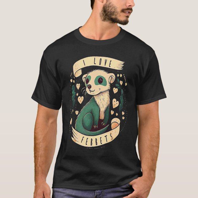 Ferret Mom Dad Mustela Nigripes T-Shirt (Front)
