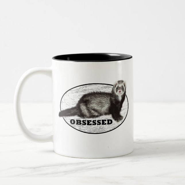 Ferret Obsessed * with Sable Ferret Two-Tone Coffee Mug (Left)