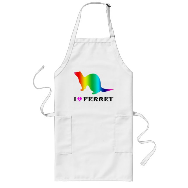 Ferret of the rainbow colour long apron (Front)