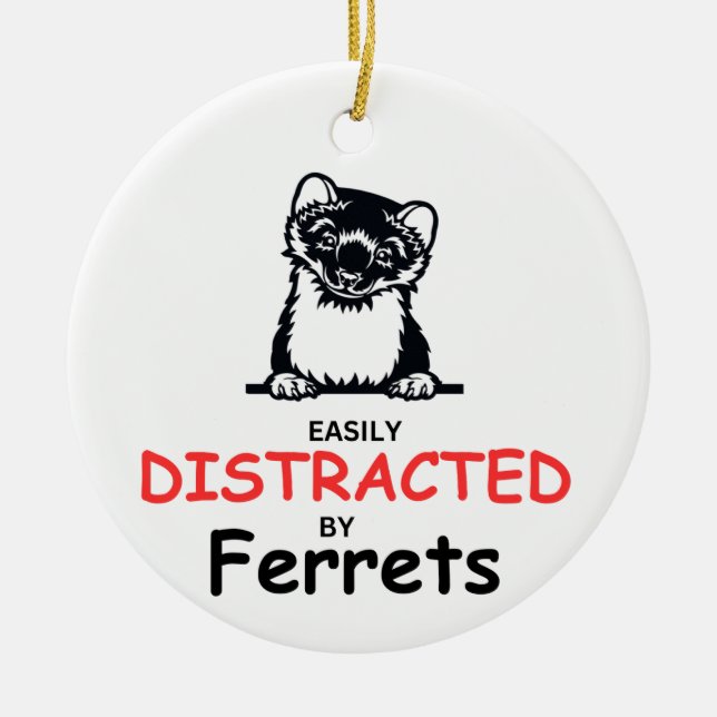 Ferret Ornament, Gift for Ferret Lover, Ferret Mum Ceramic Ornament (Front)