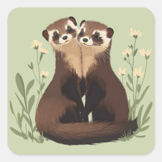 Ferret Pals Square Sticker