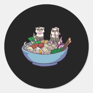 Ferret Ramen Noodles Anime Kawaii Japanese Otaku G Classic Round Sticker