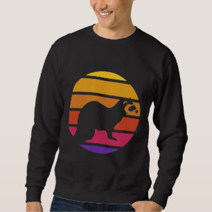 Ferret Retro Vintage Sunset Silhouette Graphic Ani Sweatshirt