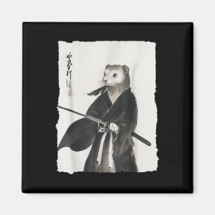 Ferret Samurai Janpanese Vintage Warrior Art Anime Magnet