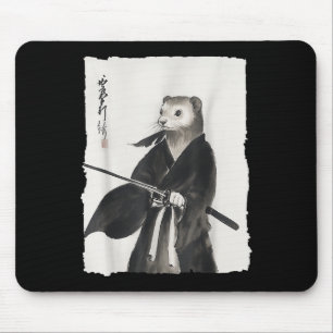 Ferret Samurai Janpanese Vintage Warrior Art Anime Mouse Pad