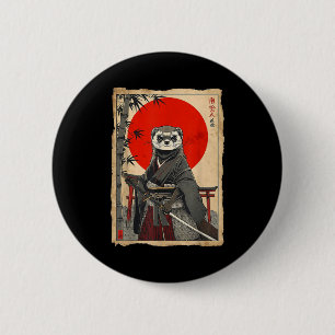 Ferret Samurai Japanese Vintage Warrior Art Anime 6 Cm Round Badge