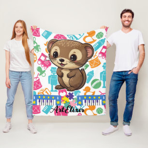 Ferret Toys Print Fleece Blanket