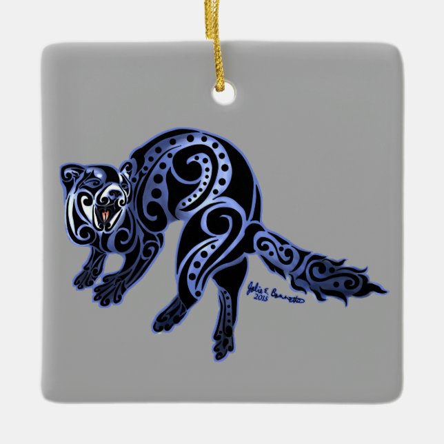 Ferret Trybe: War Dance! Ceramic Tree Decoration (Front)