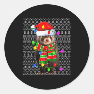 Ferret Ugly Xmas Lighting Santa Ferret Christmas Classic Round Sticker
