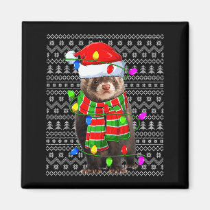 Ferret Ugly Xmas Lighting Santa Ferret Christmas  Magnet