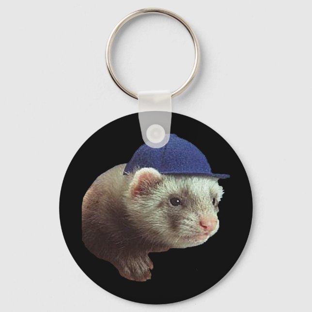 Ferret Wearing Hat Keychain (Front)