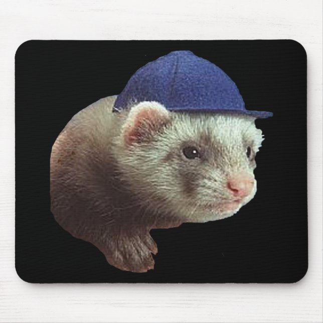 Ferret Wearing Hat Mouse Pad (Front)