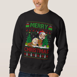 Ferret Xmas Lighting Santa Ugly Ferret Christmas Sweatshirt