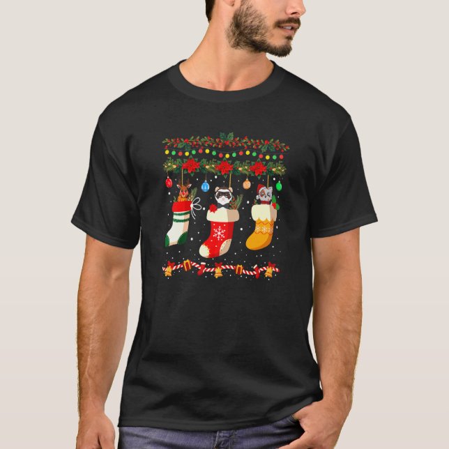 Ferret Xmas Socks Ferret Christmas Pyjama Family T-Shirt (Front)