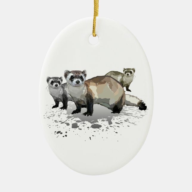Ferrets Ceramic Ornament (Front)