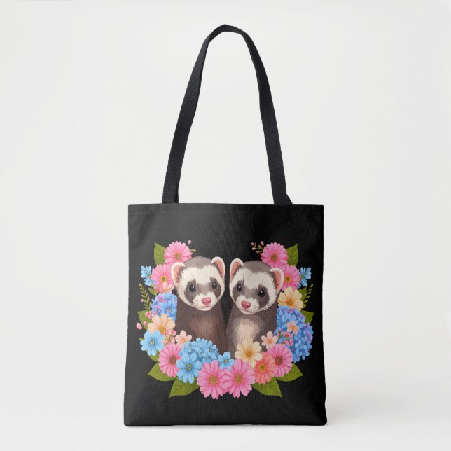 Ferrets & Flowers Tote Bag (Front)