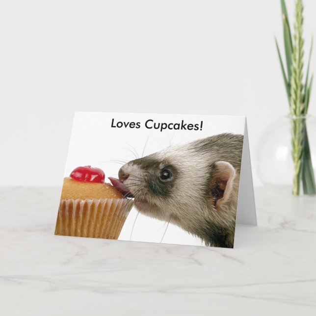 Ferrets Love Cupcakes Card (Front)