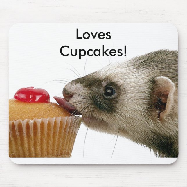 Ferrets Love Cupcakes Mousepad (Front)