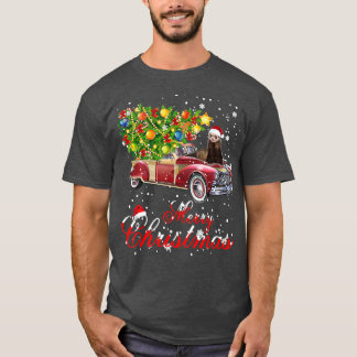 Ferrets Rides Red Truck Christmas Pajama  T-Shirt
