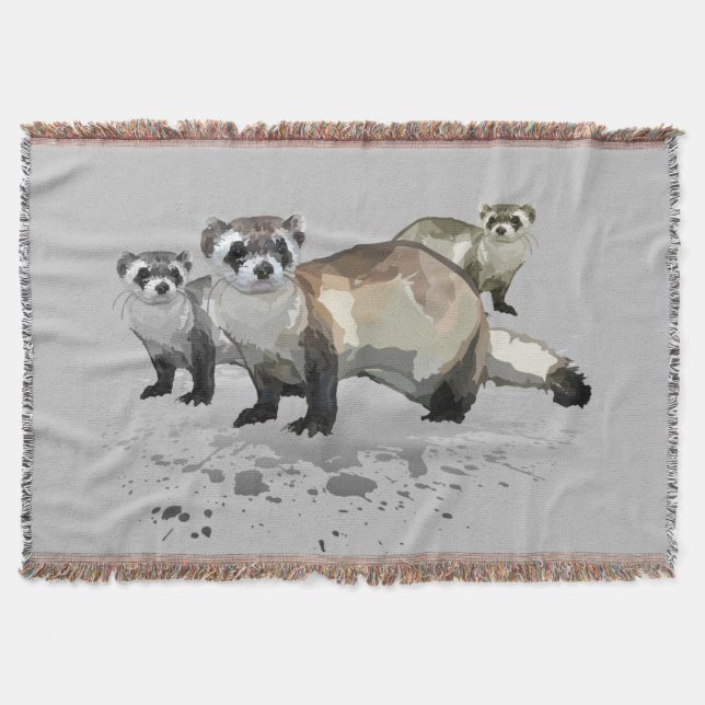 Ferrets Throw Blanket (Front)