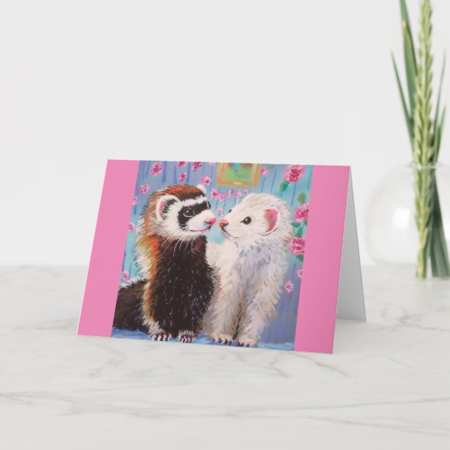 Ferrets Valentine Candy Blank Greeting Card (Front)