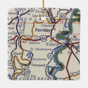Ferriday LA Vintage Map Ceramic Ornament