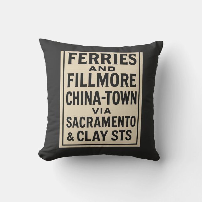 Ferries and Fillmore Throw Pillow (Front)