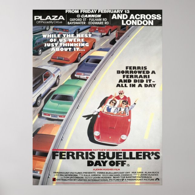 Ferris Buellers Day Off 1986 London Advance Bus St Poster (Front)