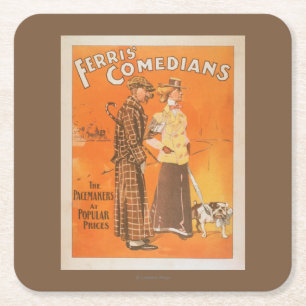 Ferris Comedians "Pacemakers at Popular Prices" Square Paper Coaster