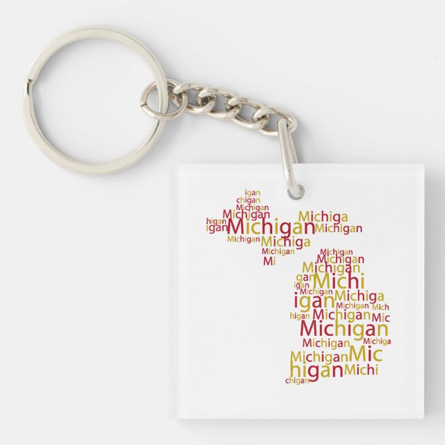 Ferris State Univerity Michigan Shaped Key Ring (Front)