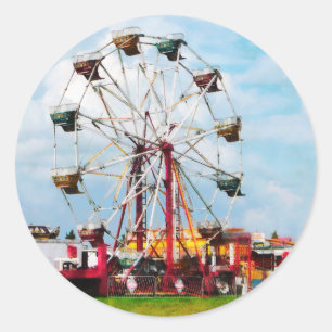 Ferris Wheel Against Blue Sky Classic Round Sticker