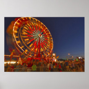 Ferris wheel at dusk at the Northwest Montana Poster