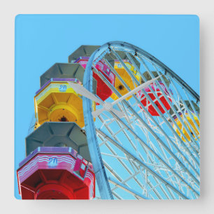 Ferris Wheel at Santa Monica Pier, California Square Wall Clock