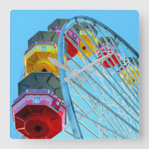 Ferris Wheel at Santa Monica Pier, California Square Wall Clock