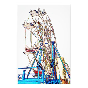 Ferris Wheel-Chalk Outline by Shirley Taylor Photo Print