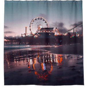 Ferris wheel during golden hour shower curtain