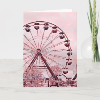 Ferris Wheel In Pink Greeting Birthday Card