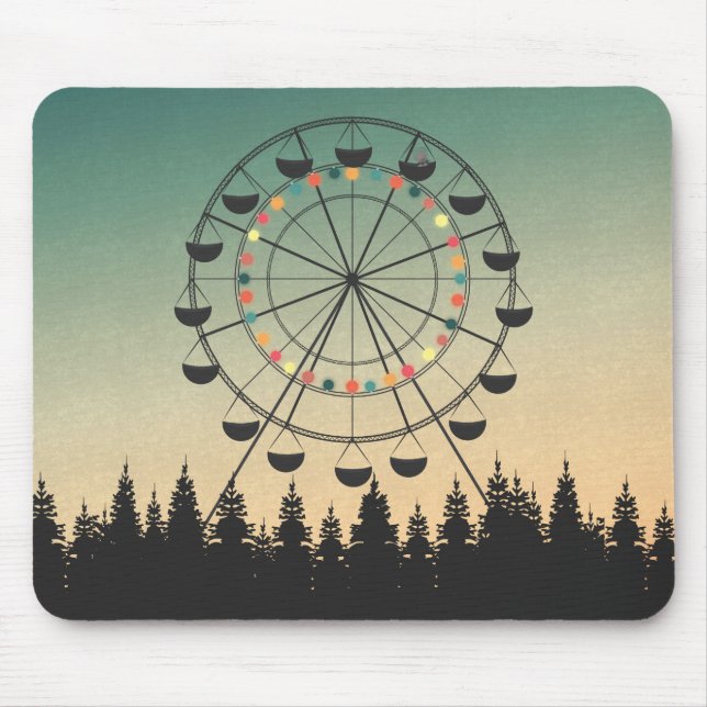 Ferris wheel in sunset sky illustration mouse pad (Front)
