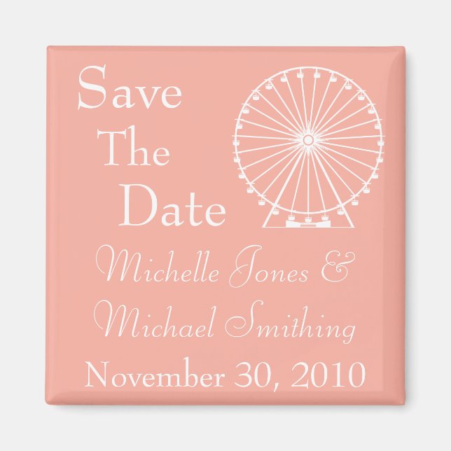 Ferris Wheel Save The Date Magnets (Peach) (Front)