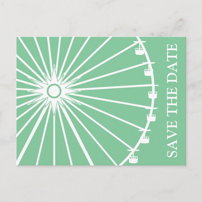 Ferris Wheel Save The Date Postcards (Mint Green) (Front)