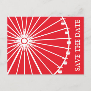 Ferris Wheel Save The Date Postcards (Red)