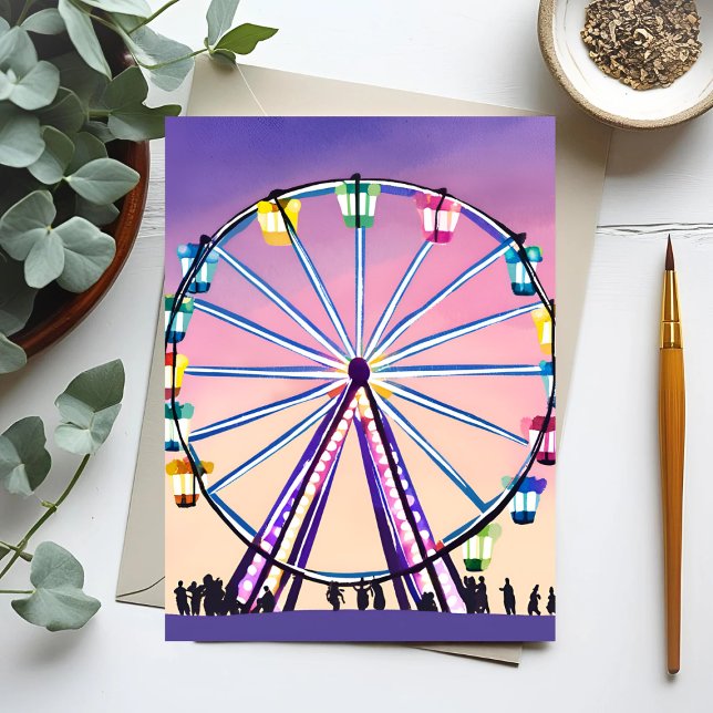 Ferris Wheel Sunset | Beautiful Watercolor Postcard (Creator Uploaded)