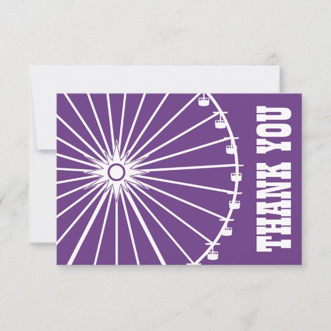 Ferris Wheel Thank You Card (Dark Purple / White) (Front)
