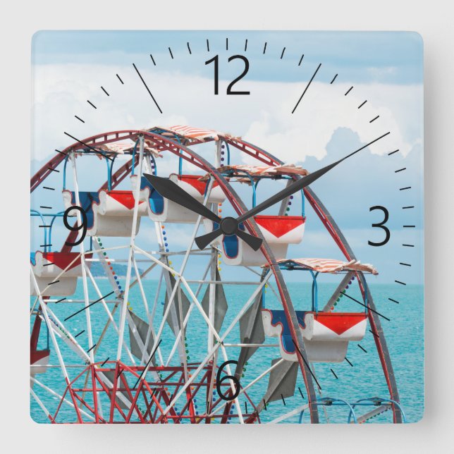 Ferris whell square wall clock (Front)