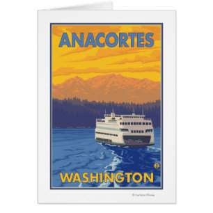Ferry and Mountains - Anacortes, Washington