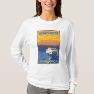 Ferry and Mountains - Anacortes, Washington T-Shirt