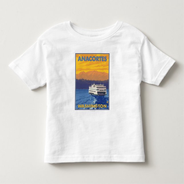 Ferry and Mountains - Anacortes, Washington Toddler T-Shirt (Front)