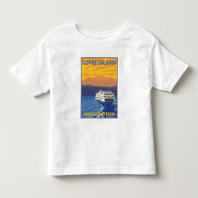 Ferry and Mountains - Lopez Island, Washington Toddler T-Shirt (Front)