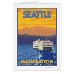Ferry and Mountains - Seattle, Washington